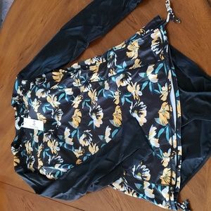 Elegant Floral Long Sleeve Swim Coverup